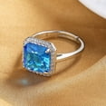 thumbnail image 5 of Womens Adjustable Open Ring Retro Geometric Square Copper Ring For Women Silver Tone Affordable Luxury Chic Up, 5 of 5