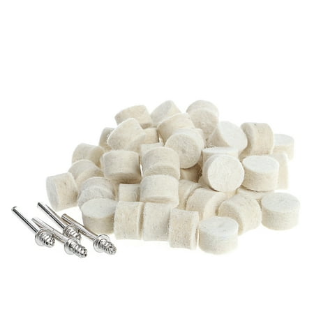 

OOKWE 50 Pcs 13mm Wool Felt Polishing Buffing Wheel Grinding Pad + 4Pcs 3.15 mm Shank