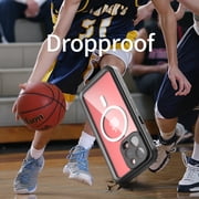 Allytechgroup Waterproof Case for iPhone 15 Pro Max, Full Body Protection Built-in Screen Protector MagSafe Wireless Charging Dustproof Shockproof Cover Case with Transparent PC, Black