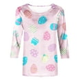 thumbnail image 4 of EQWLJWE 3/4 Sleeve Shirts for Women Easter Shirts Plus Size Cute Happy Easter Egg Bunny Graphic Tees Casual Solid Color Crewneck Lightweight Tops for Summer Spring Pink(S-5Xl), 4 of 5