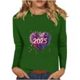 thumbnail image 2 of Styesk Chemises à Manches Longues pour Femmes Nouvel An T-shirt Décontracté Imprimé Col Rond Manches Longues, 2 of 4