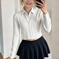 thumbnail image 3 of TGSLY Ribbed Knit Cropped Cardigan for Girls Soft V Neck Zip Up Long Sleeve Sweater Causal Solid Color Fall Winter Outerwear with Thumbholes 14-15 Years, 3 of 8