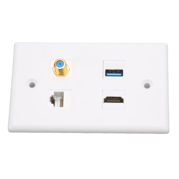 Placa de pared de 4 puertos Interfaz multimedia HD Tipo F USB3.0 Cat6 Placa frontal de cableado doméstico para proyector HDTV Computadora