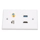 thumbnail image 1 of Placa de pared de 4 puertos Interfaz multimedia HD Tipo F USB3.0 Cat6 Placa frontal de cableado doméstico para proyector HDTV Computadora, 1 of 12