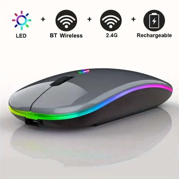 LED Wireless Mouse Bluetooth-compatible 2.4GHz Slim Rechargeable Silent Mice RGB Ergonomic Gaming mouse for Computer Laptop PC