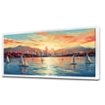 thumbnail image 2 of Designart "Sunset Sail at Vancouver Port" Oversized Coastal Framed Wall Art - Coastal Blue Coastal Port Entryway Framed Wall Art, 2 of 6