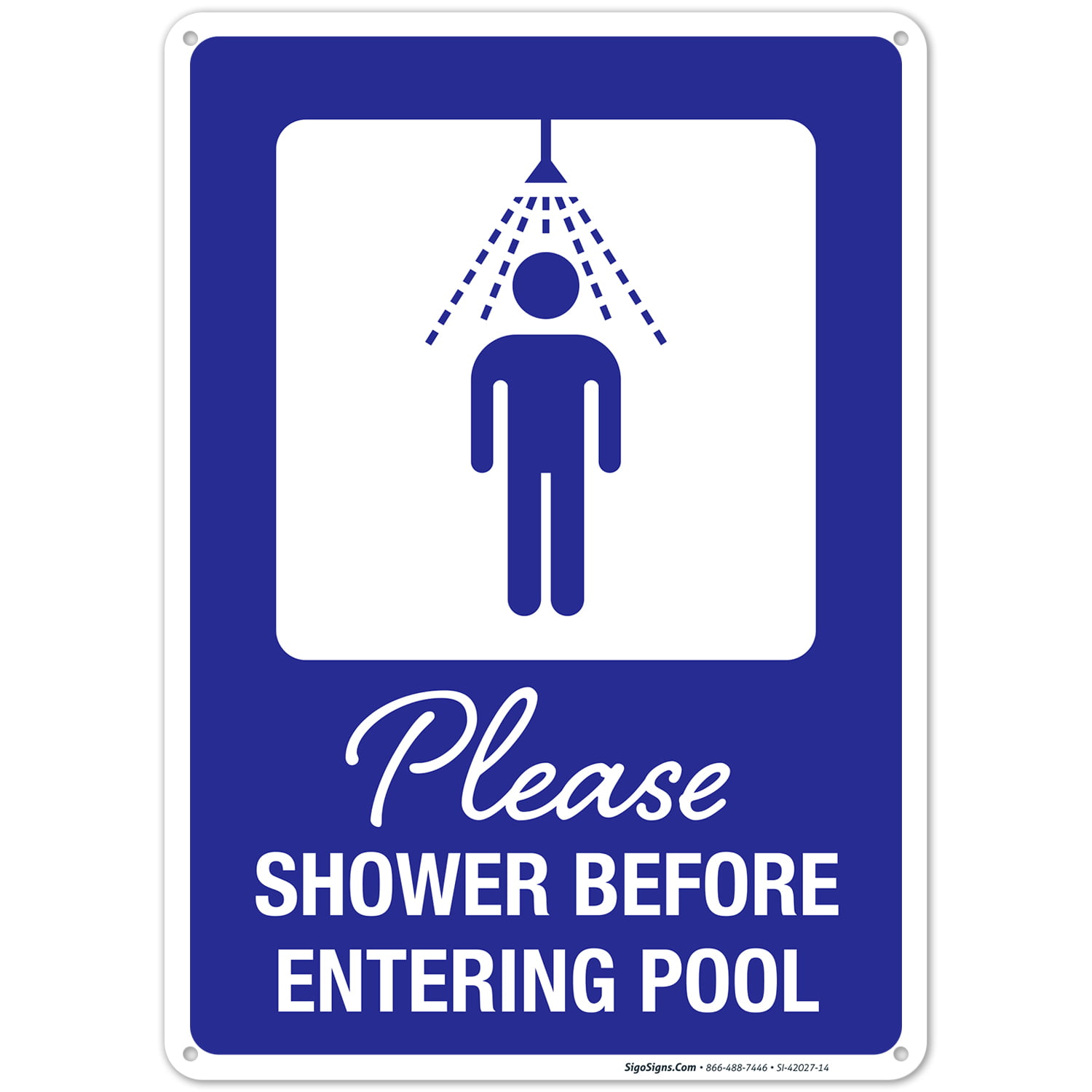Please Shower Before Entering Pool Metal Aluminum composite sign 