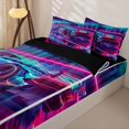thumbnail image 3 of Manfei Neon Pink Race Car Zipper Twin Comforter Sets with Fitted Sheet and 2 Pillowcases,Speed Games Zipper Bedding Set,Black Reversible,4pcs, 3 of 8