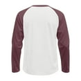 thumbnail image 5 of WTOBBY Men's Color Block Raglan Long Sleeve T-Shirt Top Casual Contrast Design Shirt for Men in Everyday Fashion and Comfort,Deep Red 2XL, 5 of 6
