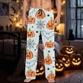 thumbnail image 2 of SJLDQY Mens Halloween Pajamas Pants Wide Leg Pjs Trousers for Men Hallowmas Pumpkin Ghost Elastic Waist Homewear Loungewear With Pocket, 2 of 6