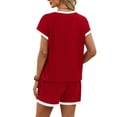 thumbnail image 6 of Wiholl Two Piece Sets for Women Summer Lounge Short Sets Cap Sleeve Crew Neck Sweatsuit with Pocket, 6 of 9