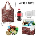 thumbnail image 3 of 5 Pack Foldable Shopping Bag,Red Christmas Snowflake Pattern Reusable Grocery Bags with Pockets,Large Reusable Tote Bags with Handles Waterproof & Lightweight, 3 of 6