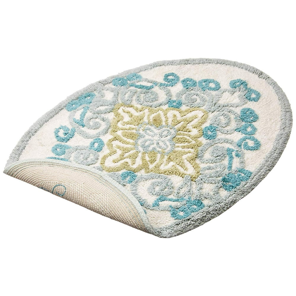 Lenox French Perle Groove Bath Rug in Ice Blue