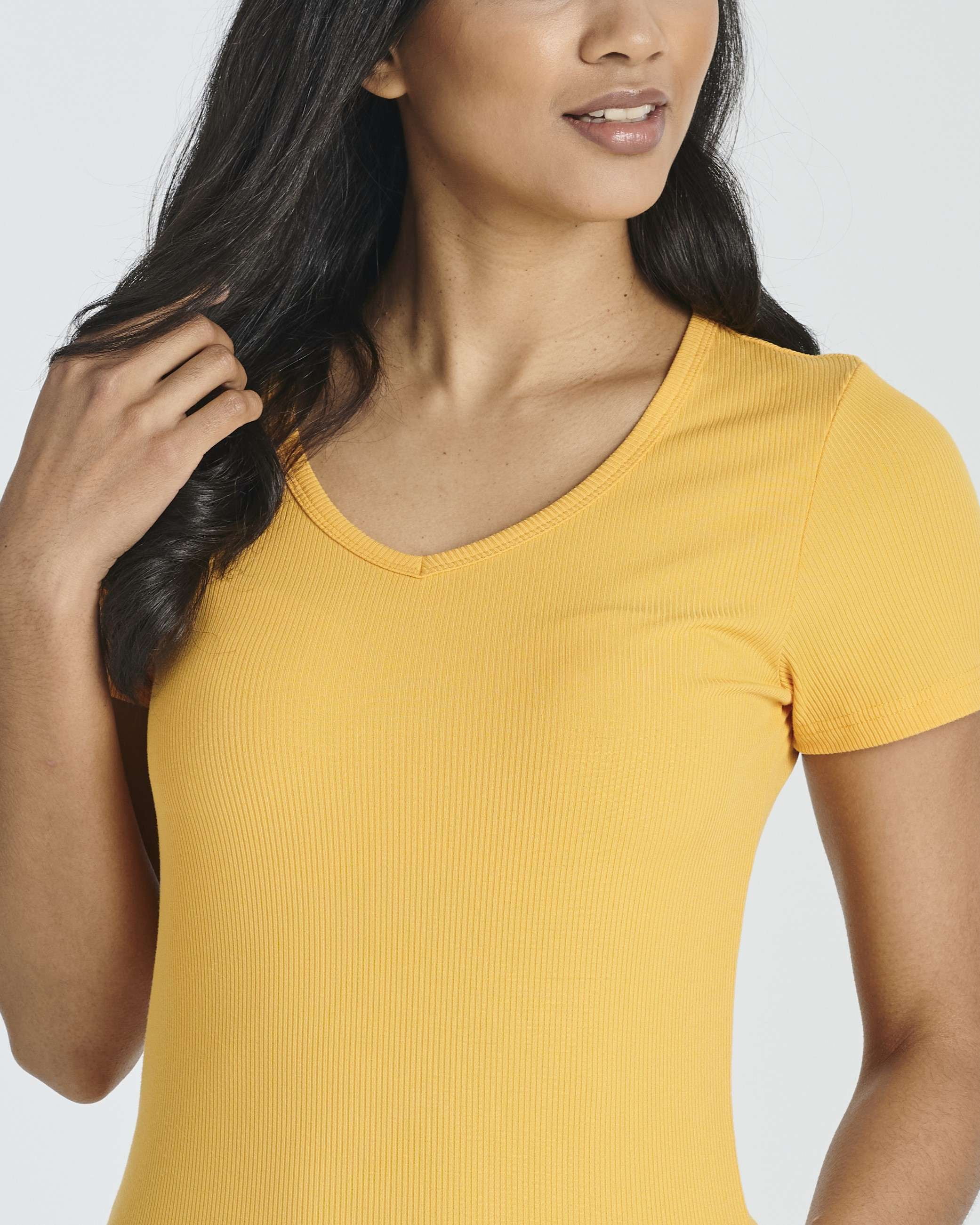 5 Pack: Women's Soft Ribbed Short Sleeve V-Neck T-Shirt Casual Summer Tee Shirts