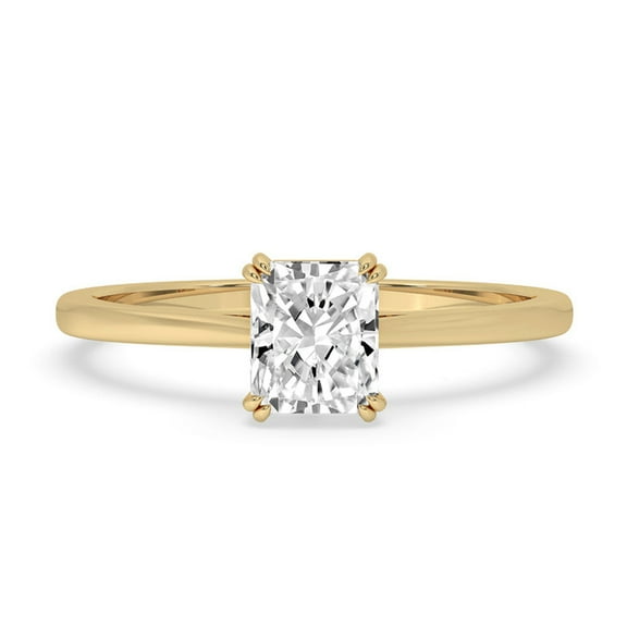 1.00 CT Radiant Cut Lab Crated Diamond Wedding Ring With Double Prong Wedding Anniversary Ring 18k Yellow Gold Ring For Women.