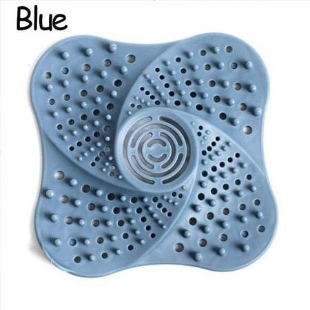 

Home & Kitchen Bath Stopper Silicone Bathroom Accessories Hair Filter Colander Sink Strainer Drains Cover BLUE