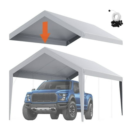 Carport Canopy Cover 10x20 ft, Heavy-Duty Waterproof Replacement Top