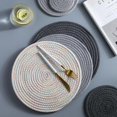 thumbnail image 3 of Hand-Woven Cotton Cord placemat Home Dining Table high Temperature Insulation mat Office Desktop Coaster, 3 of 8