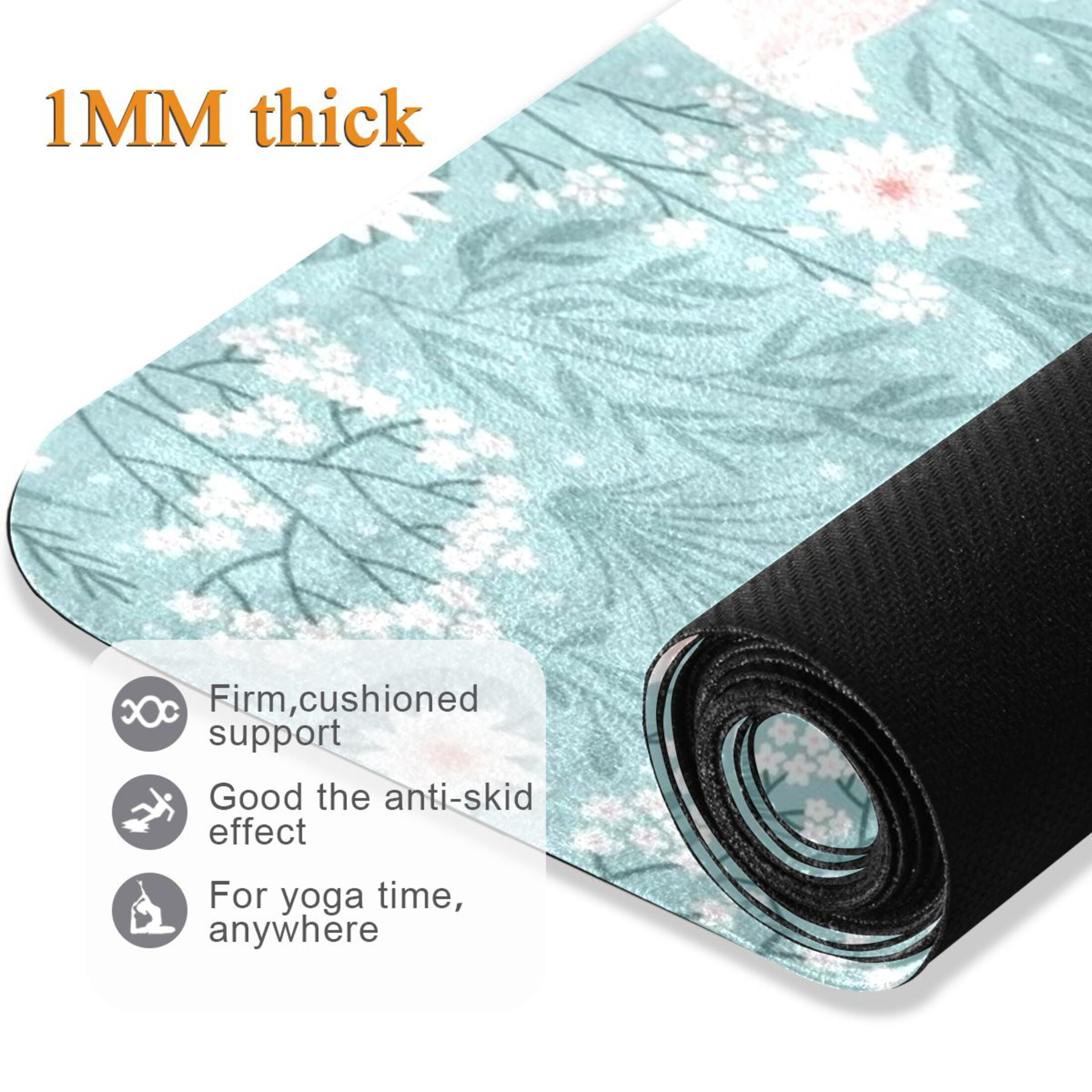 BZSMCE Yoga Mat Women Fitness Mat Sky Blue Swan Serenity Pattern