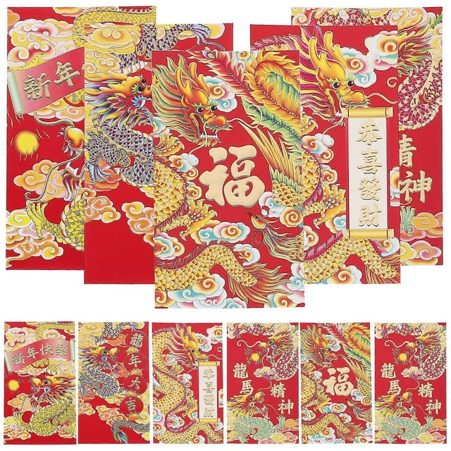 30Pcs Chinese Style Red Envelopes New Year Money Packets Lucky Money Bags 2024 Red Envelopes (Random Style)