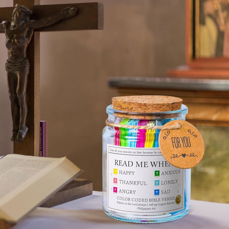 Versets de la Bible dans un bocal | Bocal de prière en verre avec versets de Versets de la Bible dans un bocal | Bocal de prière en verre avec versets de