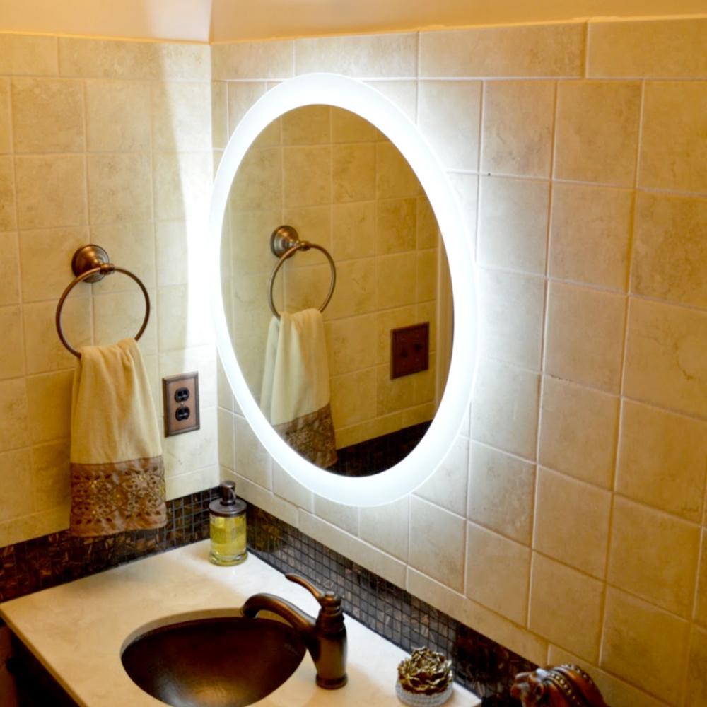 Led Side Lighted Bathroom Vanity Mirror 44 Wide X 44 Tall Commercial Grade Round Wall Mounted Walmart Com Walmart Com