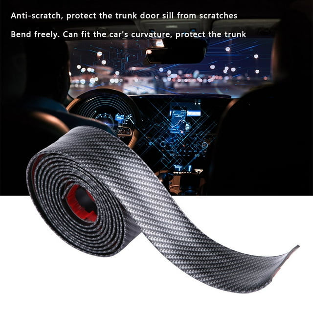 Protections de Seuil, Protection de Bord Résistance à l'Abrasion en Caoutchouc Style de Fibre de Carbone Plaque d'Éraflure Protections de Seuil de Porte pour les Amateurs de Voiture pour Voiture