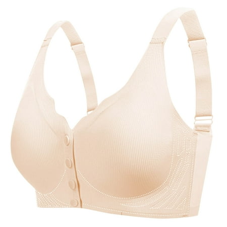 ALLLIST Front Closure Women s Bras No Underwire Plus Size Sleep Plain Cozy Beige Bralette Womens Lingerie Size L-4XL