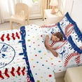 thumbnail image 4 of Erosebridal Navy Blue Dripping Baseball Stitch & Batter Silhouette Graphic Bedding Comforter Set 7 Pieces, Sport Graphic Full Bedding Set for Boys And Girls Kids,Super Cozy Room Decor, 4 of 6