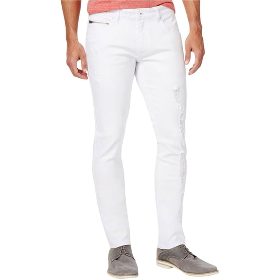 I.N.C Mens Orlando Stockholm Skinny Fit Jeans, White, 34W x 32L