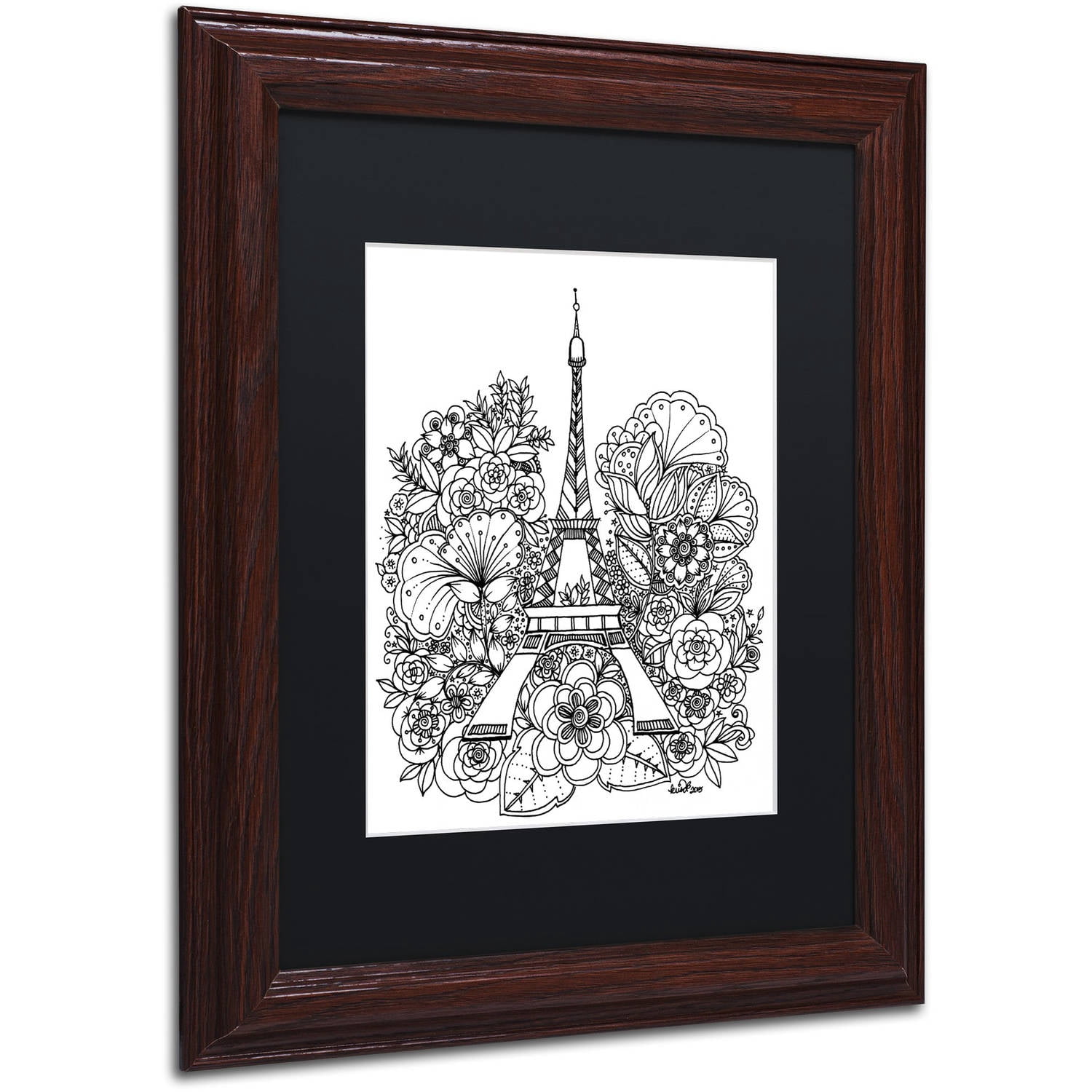 Trademark Fine Art "Paris" Canvas Art by KCDoodleArt Black Matte, Wood Frame