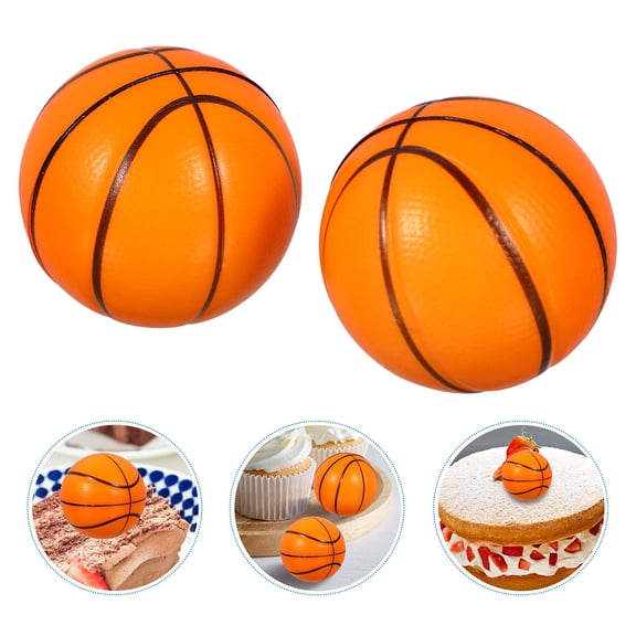CRILSTYLEO 2Pcs Basketball Cake Insert Cards Orange Resin Birthday Party Decorative Cake Toppers