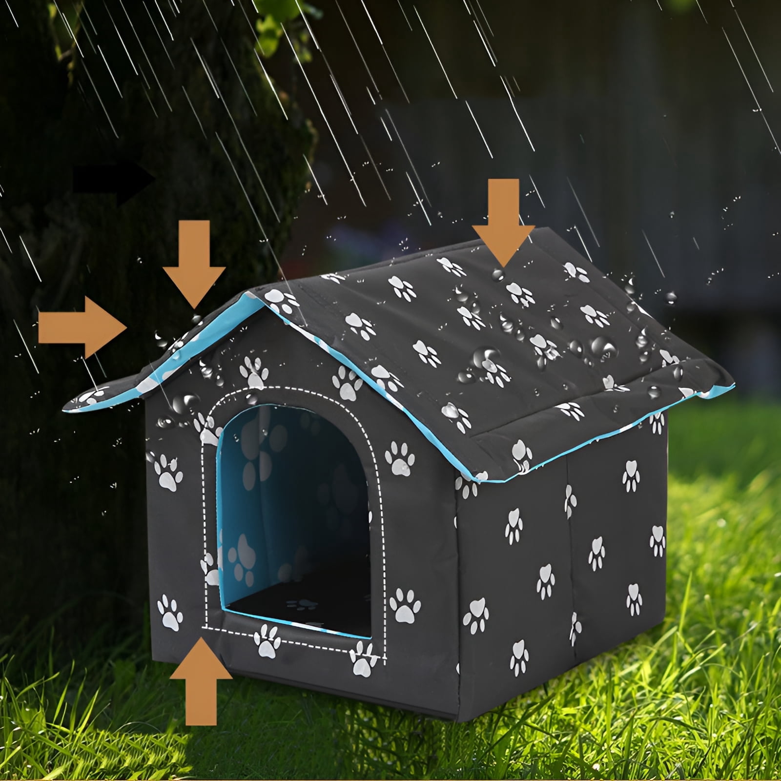 XIBUFE 2026 New Cat House,Secure and Comfortable Outdoor Cat House Weatherproof,Stable Shelter Pets Heated Cat House,Style2,35*33*30Cm