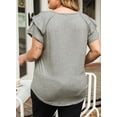 thumbnail image 5 of Aleumdr Women's Plus Size Tunic Top Summer Ruffle Short Sleeve Basic Tshirts V Neck Blouses Gray 5XL, 5 of 7