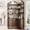 Brown, variant on 74 Inch Tall L-Shaped Corner Bookshelf, 6-Tier Arched Storage Cabinet with Adjustable Feet & Anti-Tipping Design for Living Room & Office