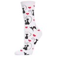thumbnail image 1 of MeMoi Curly Q Love Cats Rayon Blend Crew Socks White One Size, 1 of 1