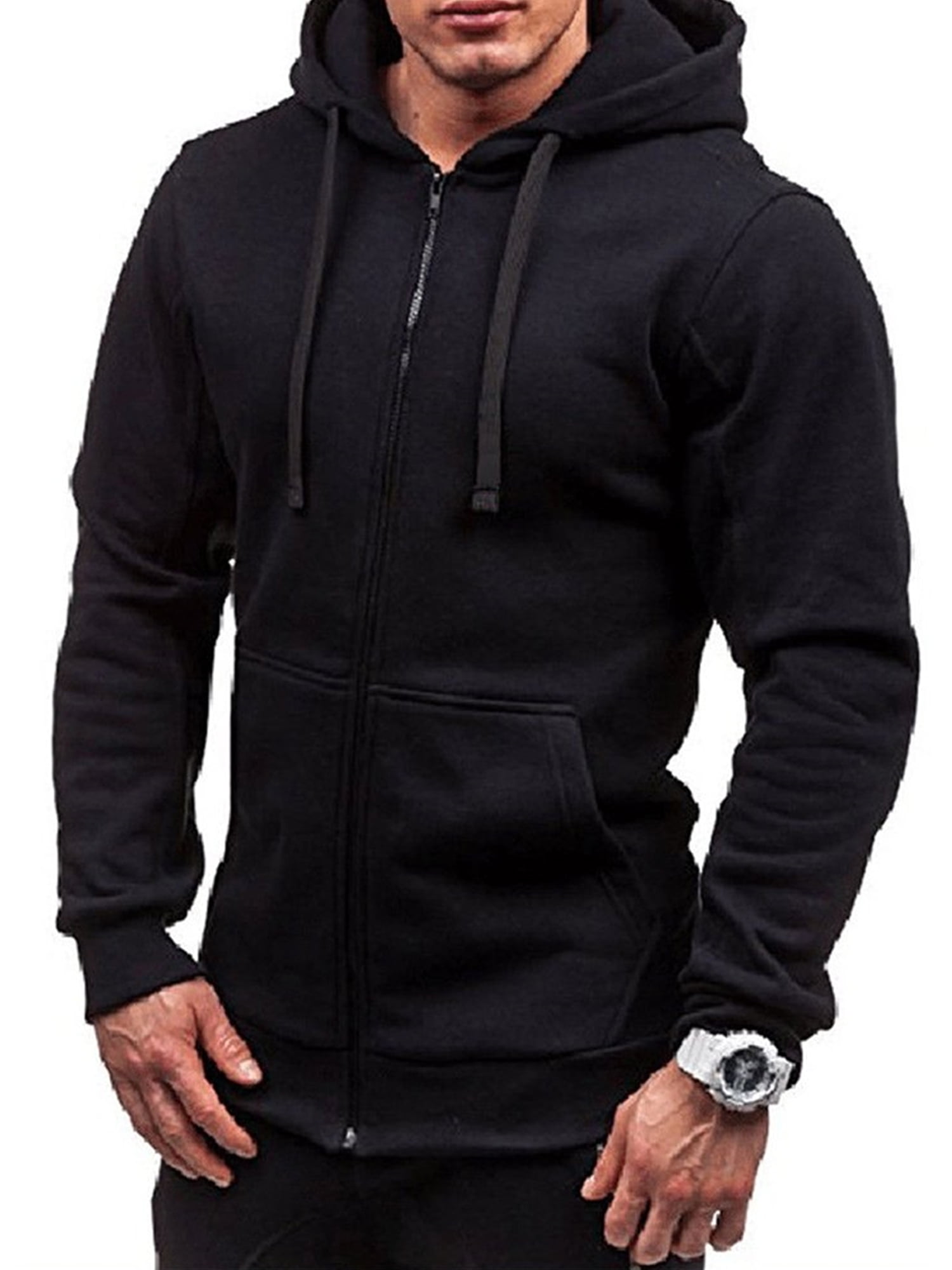 Xingqing Men's Thick Zip-Up Hoodie Winter Warm Hooded Jacket Jumper ...