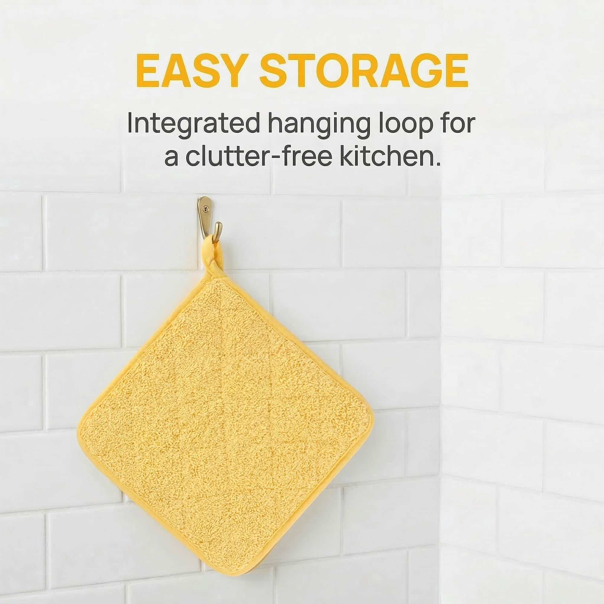 Unique Bargains 2 Pcs Square Pot Holders Heat Resistant Non Slip Pads Yellow 7.1"x7.1"