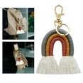 thumbnail image 3 of Weaving Rainbow Keychain Tassel Macrame Key Holder Keyring Bag Charm, Present Grey, 3 of 8