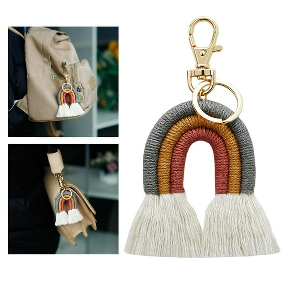 Weaving Rainbow Tassel Keychains Boho Holder Bag Charms Pendant