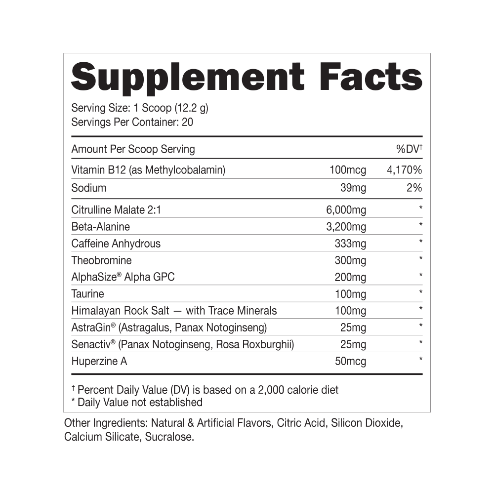 Bucked Up Woke AF Pre-Workout Powder, Increased Energy, White Gummy Deer, 333 mg Caffeine, 20 Servings