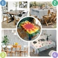 thumbnail image 5 of Tie Dye Soft Petal Ring Pattern Rectangle Tablecloth 60"x102",Waterproof Polyester Rectangle Table Cloth, Wipeable Spillproof Polyester Tablecloth for Dining, Camping, Indoor and Outdoor, 5 of 6