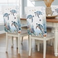 thumbnail image 2 of Nautical Blue Chair Covers Set of 4 Sea Turtles Colorful Coral Fish Ocean Beach Chair Back Covers Stretch Removable Washable Slipcovers Protector for Dining Room Kitchen Party Decor, 2 of 9