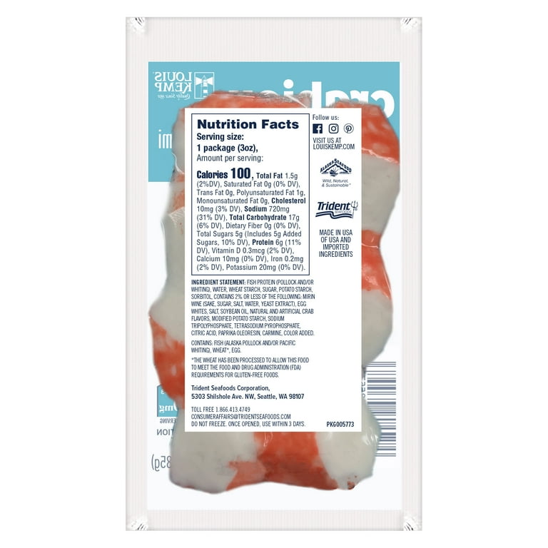 Louis Kemp Crabjoy Crab Flavored Seafood Snack Bites, Gluten-Free