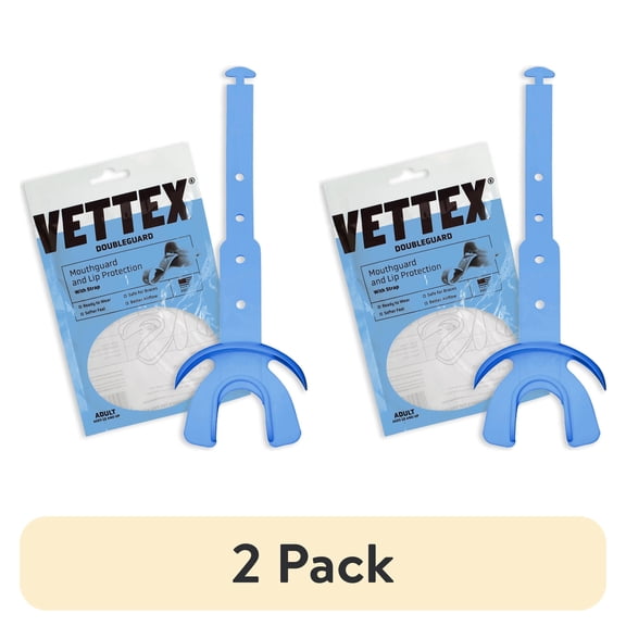 (2 pack) Markwort Vettex Doubleguard Mouthguard for Football, Lacrosse, Braces - Breathable Mouth Guard with Lip Protection and Strap - Adult, Columbia Blue