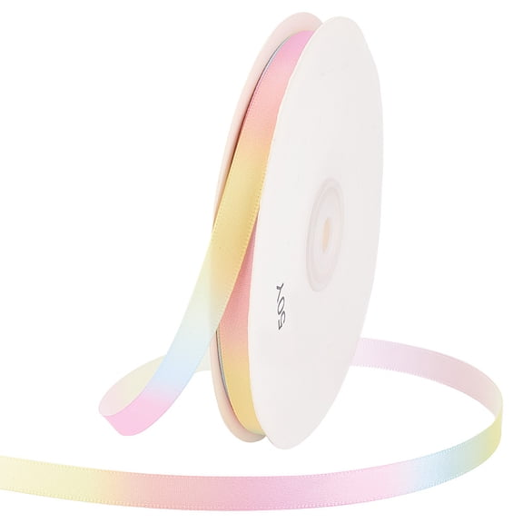 1roll 50 Yards Macaron Gradient color Polyester Ribbon Rainbow color Flat Ribbon for Jewelry Craft Making Colorful 3/8 inch(10mm)