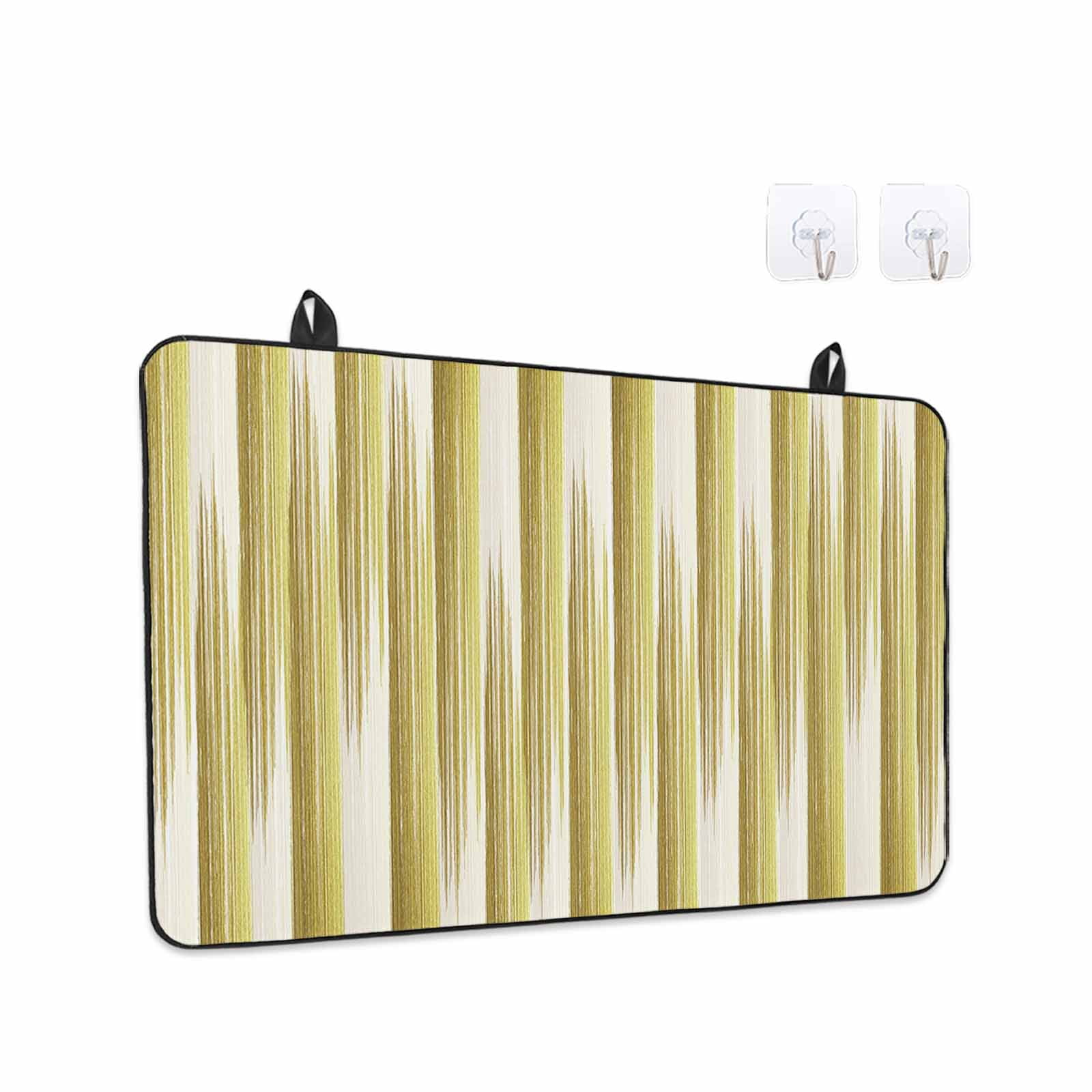 Yellow Striped Stove Top Cover for Electric Stove, Heat-proof & Non Slip Glass Top Stove Cover Protector, Modern Abstract Art Kitchen Flat Cooktop Rubber Mat 24x21 Inches