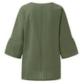 thumbnail image 5 of Fartey Cotton Linen Shirts for Women Plus Size 3/4 Length Sleeve Tops Casual Loose Fit Crew Neck T Shirts 2025 Fashion Summer Solid Color Blouses Army Green S-5XL, 5 of 5