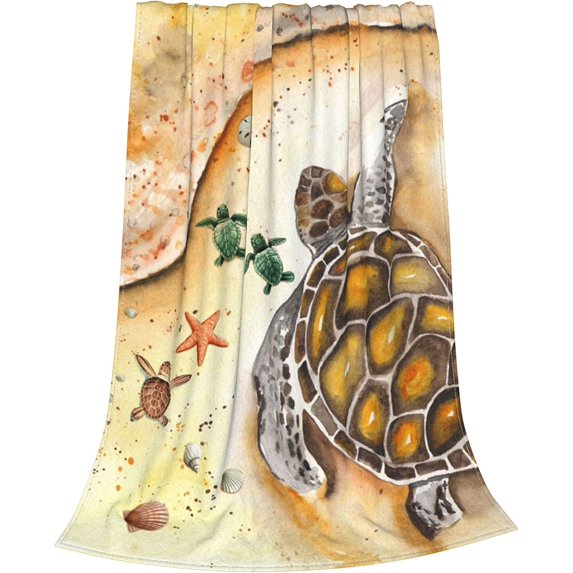 Beach Turtles flannel Throw Blanket Soft Lightweight Warm Cozy Plush Blanket for Couch Bed Sofa 80"X60"