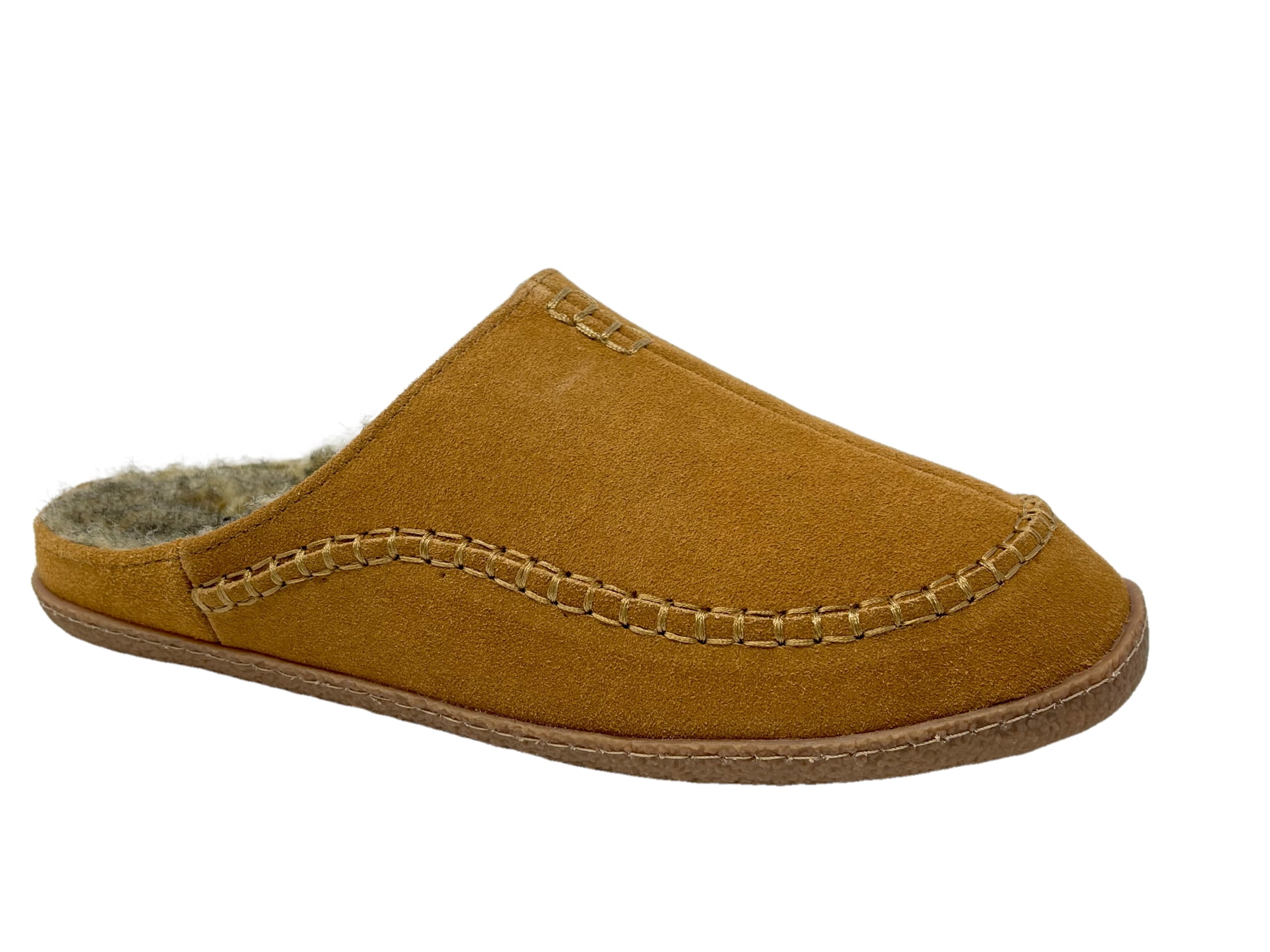 CLARKS MEN'S KITE STITCH Nordic MULE SLIPPERS BROWN LEATHER SIZE 7-11G 